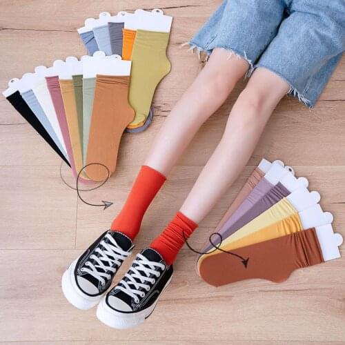 Summer Breathable Socks Women Candy Color Nylon Thin Kawaii Harajuku Socks For Girls Korean Japanese Fashion Solid Crew Socks
