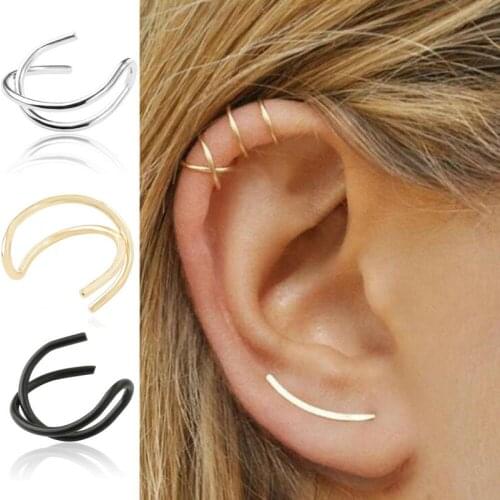 Wholesale Punk U Shape Clip On Earrings For Women Men Teens Trendy Gothic Non Piercing Ear Cuff Clip Earrings Fashion Jewelry