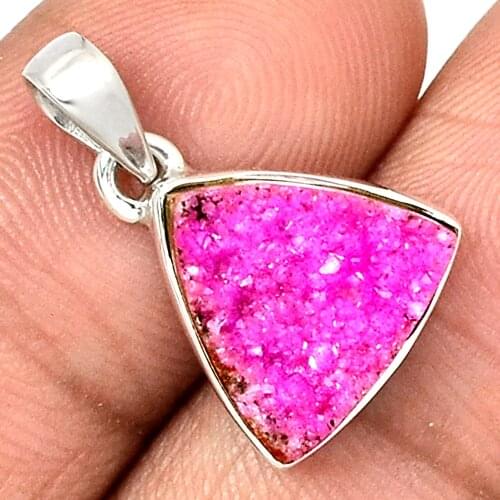 Genuine COBALT DRUZY Pendant 925 Sterling Silver, Total Length : 22 mm, AP6965