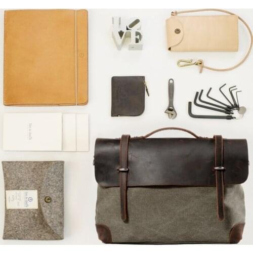 Vintage Style Briefcase Canvas Crossbody Bag Mens Messenger Bag Shoulder School Handbag