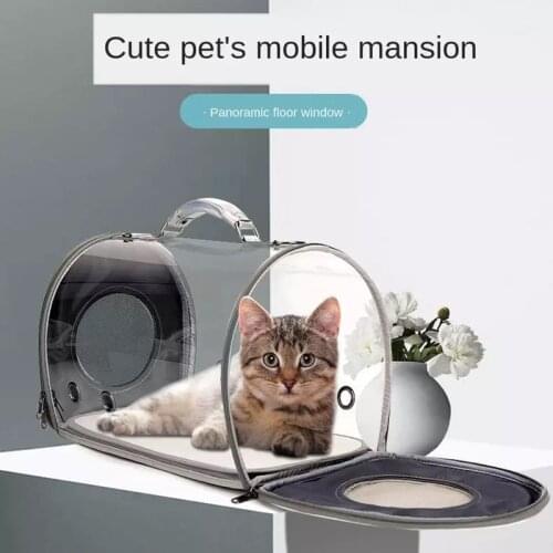 Transparent Space Pet Carrier Should Bag with Mesh Breathable Reinforced Handle Easy To Cleaning Outdoor Travel Dog Cat Handbag