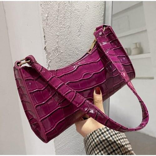 Luxury Design Women Underarm Bag Crocodile Pattern Ladies Fashion Purse Handbags PU Leather Female Small Shoulder Armpit Bags