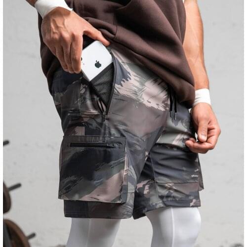 Mens Camo Quick Dry Running Shorts Summer Training Shorts Workout Bodybuilding Gym Sports Men Fitness Jogging Training Shorts