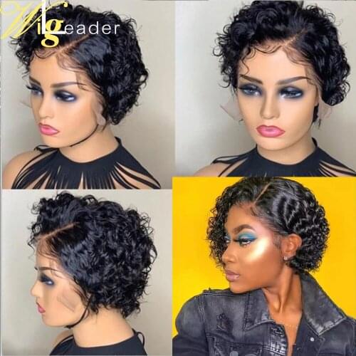 Pixie Cut Lace Wig Preplucked Blunt Cut Bob Glueless Full Lace Wigs Short Human Hair Wigs Curly 13x6 Lace Front Human Hair Wigs