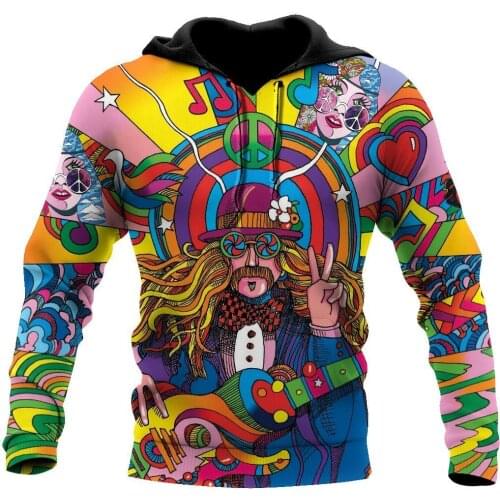 3D Hoodies Fall In Love With Hippie Guys Hoodie Men/Women Sweatshirt Unisex Spring Casual Pullover Zipper Dropshipping