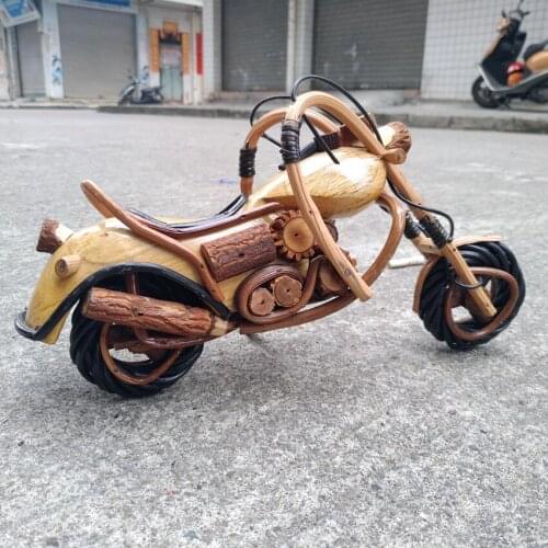 Rattan motorcycle Decoration solid wood motorcycle Decoration Thailand handicrafts desk decoration vintage home decor(A359)