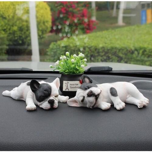Car interior control ornaments new product sleeping position French bulldog car ornaments cute simulation dog model high-quality