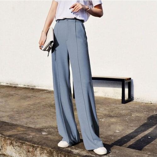 HStar 2020 spring Wide Leg Pants Women elastic High Waist Palazzo Pants streetwear Elegant Office Ladies Trousers