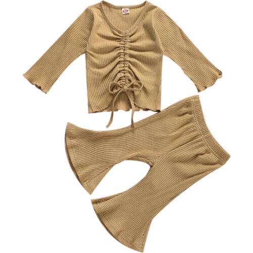6M-3Years Baby Girl Flared Sleeve Suit Long Sleeves + Long Pants Decoration Spring Clothing