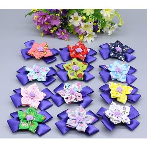 Hair Clips Candy Flower Ribbon Bow Hairpin Hair Clips for Girls Hairpins womens Hair Accessories D16-2