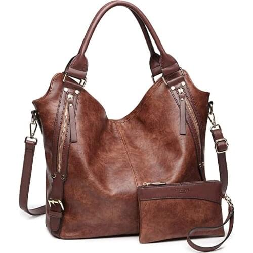Women Tote Bag Handbags Soft PU Leather Fashion Hobo Shoulder Bags with Adjustable Shoulder Strap Brown FemaleCrossbody Bag