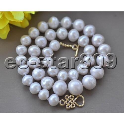 Z11149 18" 15mm White Round Edison KESHI Pearl Necklace Choker Women