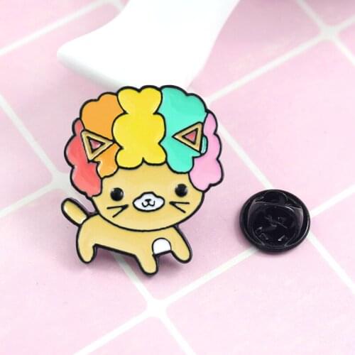 Winter New Arrival Cute And Romantic Style Brooch In Shape Of Yellow Cat With Colourful Hair Gift For Friend Or Children