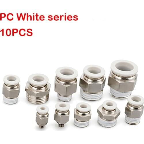 10PCS PC4-01/PC4-02/PC6-02/PC8-01_White High Quality Pipe Connector Quick Male Straight One-Touch Fittings Pneumatic Fitting