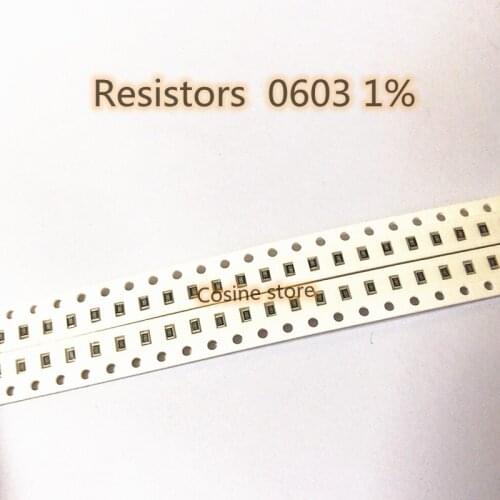 100pcs/Lot 0603 1% 1K 1.1K 1.2K 1.3K 1.5K 1.6K 1.8K 2K 2.2K 2.4K 2.7K 3K 3.3K 3.6KOhm RC0603FR Thick Film Resistors SMD 1608 F