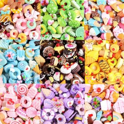 20pcs Candy Sweets Resin Flatback Slime Flat Cabochons Beads Making Supplies For DIY Jewelry Making Findings Accessories