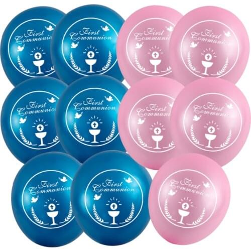 50 PCS 10 Inch Mi Primera Comunion Balloons,Pink Blue Balloons For First Holy Communion Party Decoration