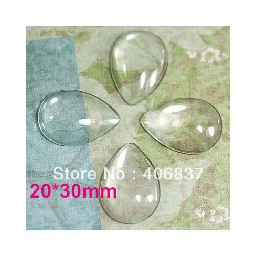 50pcs/Lot, Good Quality 20X30mm Dome Teardrop Clear Magnifying Glass Cabochon