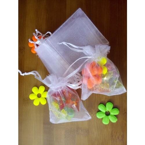 500pcs 11*16cm White Organza Gift Bag Jewelry Packaging Display Bags Drawstring Pouch For Bracelets/necklace/wed Mini Yarn Bag