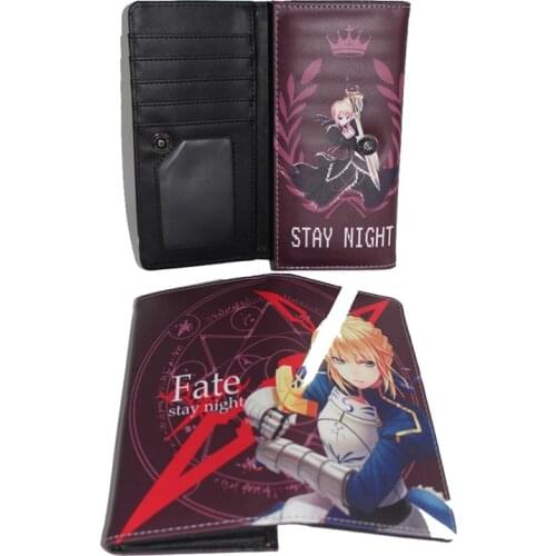 Anime Fate Stay Night Long Wallet Fate Zero Card Holder Purse with Button for Women Mens Gift