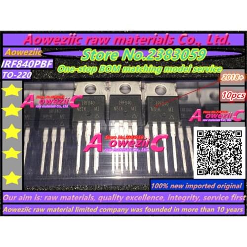 Aoweziic 2018+ 100% new imported original IRF840PBF IRF840 TO-220 MOSFET field effect transistor 500V 8A