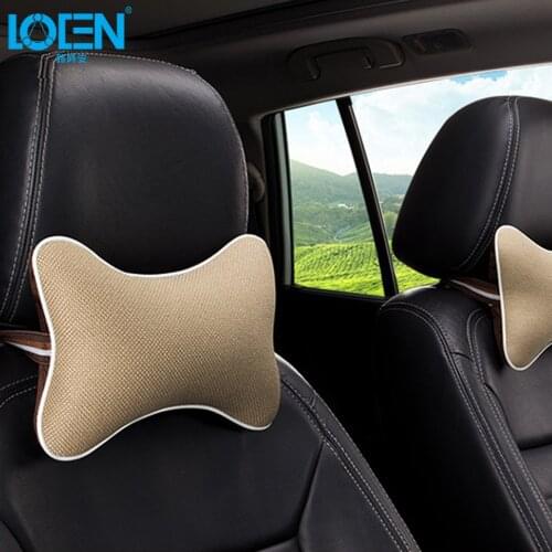 Car Neck Pillow Headrest Support Four Season Linen Fabric Breathable Neck Rest Pillows Cotton Car Styling Universal 8 Colors