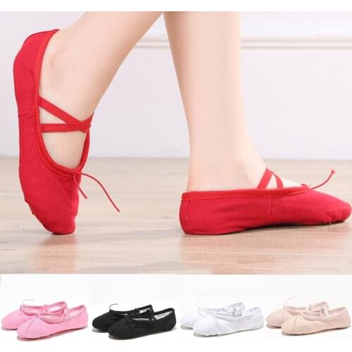 New Girls Ballet Elastic Band Dance Shoes Canvas Gymnastics Flats Split Sole Shoes Childrens Flats Baby Girl Shoes Canvas 2021