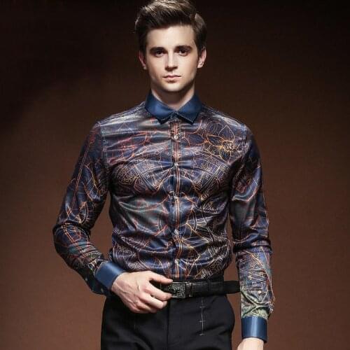 FANZHUAN Free Shipping New original Design mens male man clothing autumn pattern printing European US style shirt 812183