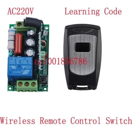 220V 1CH 10A Radio Wireless Remote Control Switch Learning Code With Waterproof Transmitter Output Adjusted