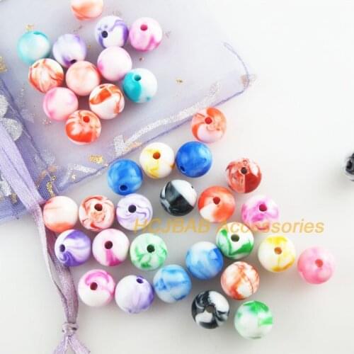 Fashion 50Pcs New Imitation Stone Round Charms Acrylic Spacer Beads Mixed Flower 10mm