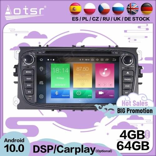 Carplay Multimedia Stereo Android 10 Player For FORD Focus S-MAX Mondeo C-MAX Galaxy GPS BT Audio Radio 2 Din Receiver Head Unit