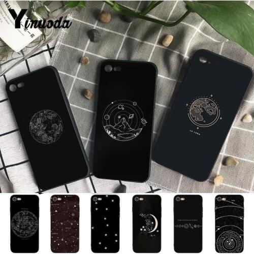 Yinuoda Creativity Aesthetics Universe Black TPU Soft Phone Cover for iPhone 8 7 6 6S Plus X XS MAX 5 5S SE XR 10 Cover