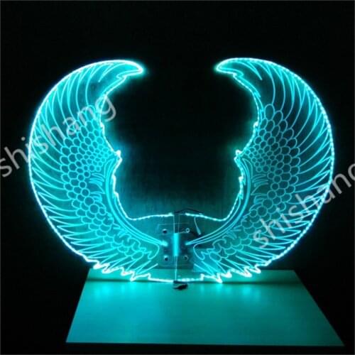 CY04 Colorful LED illuminated luminous glowing light butterfly wings ballroom dancing belly party dress dj cloth rechargeable