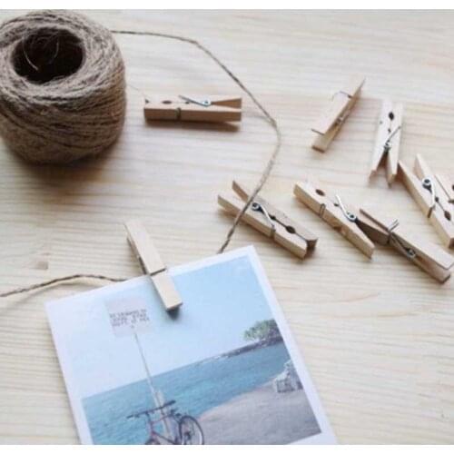 50Pcs Wood Clothes Pegs Natural Wooden Clothes Photo Paper Peg Color Wooden Clips Decorative Wood Craft Clips Office Stationery