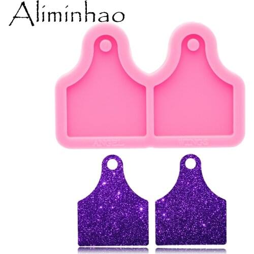 DY0785 S/M Super Glossy Cow tag Earring Resin Mold, Mould Craft Keychain, Silicone Mold For Epoxy Resin Jewellery Making