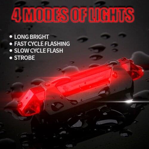 Bicycle Light Rechargeable LED Tail Light USB Rear Tail Light 4 Modes Safety Warning Riding Portable Light Bicycle Accessories