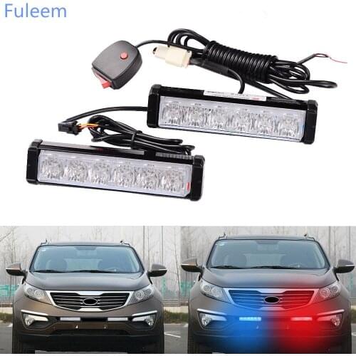 Fuleem 12Led Red Blue led Warning Emergency Beacon Strobe Flash Light Bar Car Truck