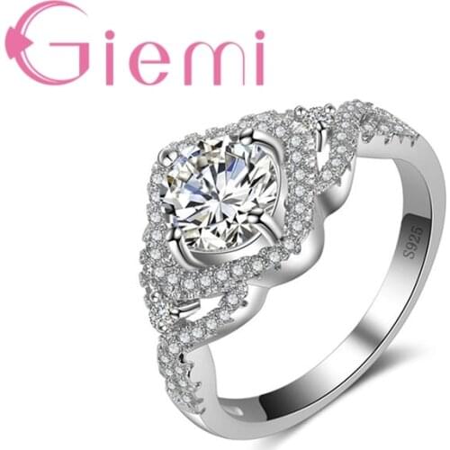 Exquisite Pattern Shape Crystal Stone Ring and Cubic Zirconia for Female Birthday Gift Jewelry