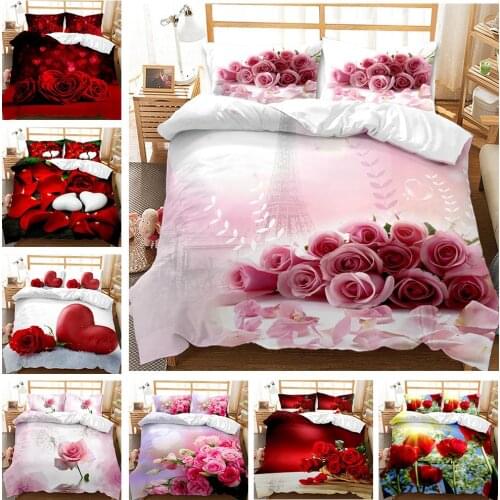 Romantic HD 3D Rose Print Duvet Cover Sets Flower Bedding Sets US/EU/AU Twin/Queen/King Size Bedding Set King Size