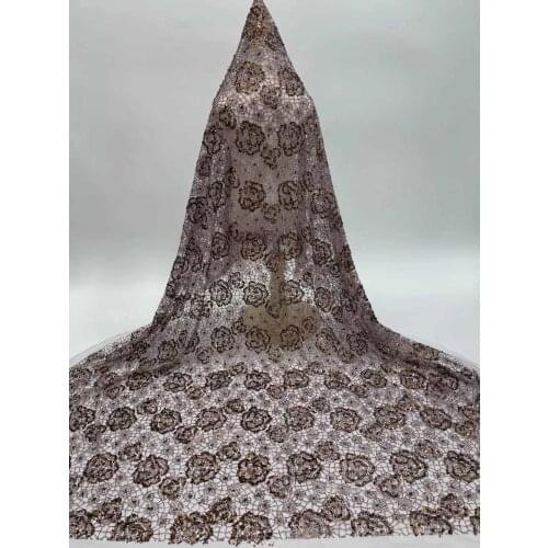 Beautiful Sequin Lace Fabric With Glitter French Tulle Mesh Cloth Embroidery Rose DIY Sewing Party Dress Skirt 5 Yards Wholesale