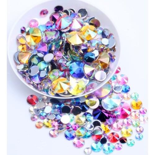 Round Rivoli Acrylic Rhinestones 4mm~10mm Colorful Color Glue On Rhinestone Beads AccessoriesFor Nail Art Sticker Decoration