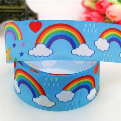 DHK 1.5'' 5yards rainbow printed grosgrain Ribbon headwear hair bow diy party decoration wholesale OEM 38mm E1359