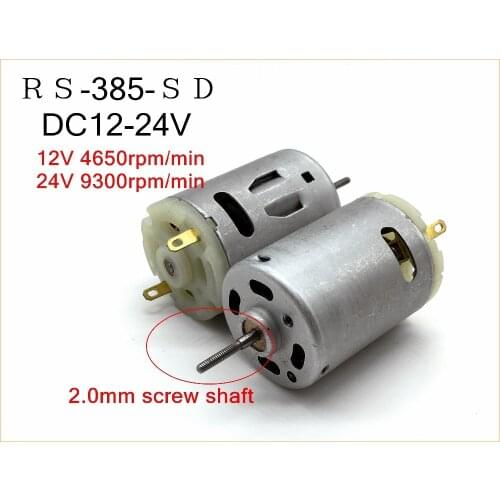 Micro 1PCS RS-385SD DC Motor,2.0mm screw Threaded shaft,12-24V 24V 9300rpm