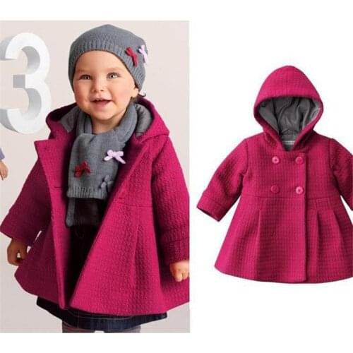 Cute causal baby girl sweatshirt solid European hooded warm coat for 12-24M baby newborn infant Winter outerwear coat clothes