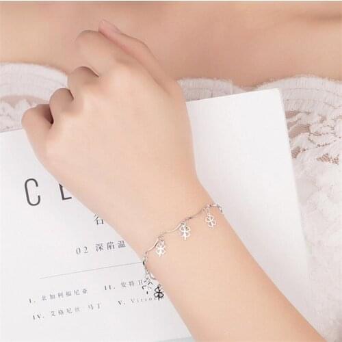 TJP Trendy 925 Silver Anklets Women Wedding Party Jewelry Fashion Clover Girl Anklets Engagement Accessories Female Anklets Gift