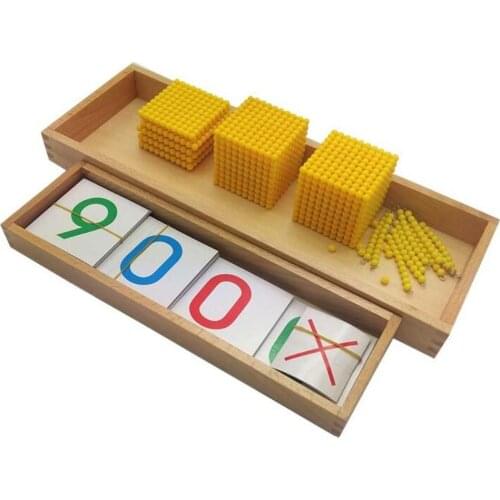 Montessori Math Material Bank Game & Introduction to Decimal Quantity with Tray Golden Beads Kids Educational Wooden Toy