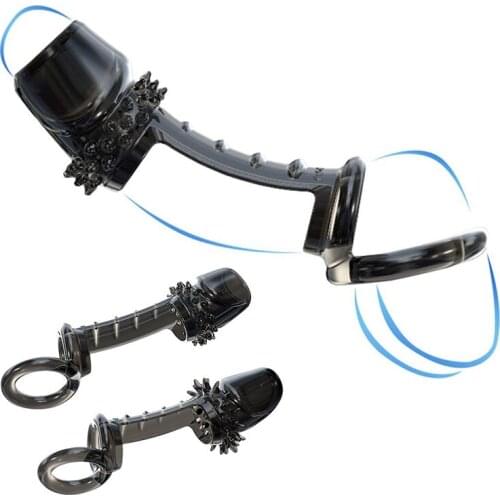 Male Spike Dotted Condom Penis Sleeve Delay Ejaculation Extender Cock Ring Reusable Dildo Enlargement Adult Sex Toys for Men