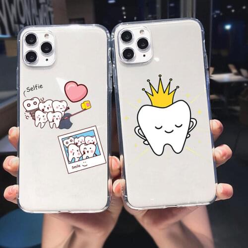 Cute Wisdom Teeth Dentist Tooth Silicone Soft TPU Phone Case For iPhone 12 Pro Max 11 Pro Max X XR XS Max 7 8 6 Plus Cover Shell