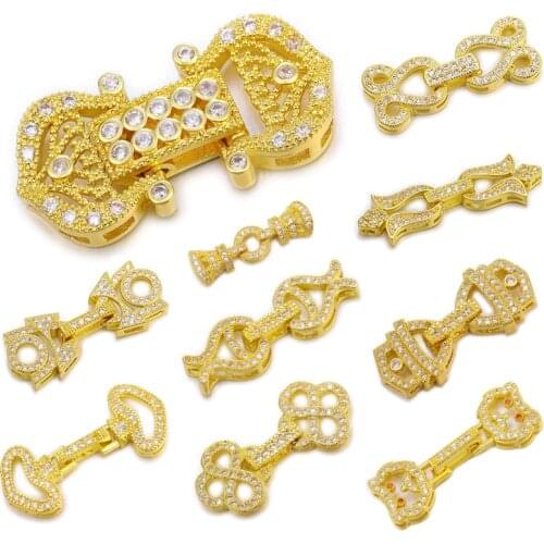Juya New Design DIY Natural Stones Pearls Jewelry Making Components Micro Pave Zircon Fastener Connector Closure Clasps Supplies