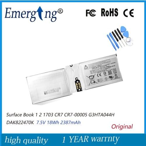 7.5V 18Wh 2387mAh New G3HTA044H Original Battery for Microsoft Surface Book 1 2 G3HTA020H DAK82247 CR7-00005 13.5inch with tools